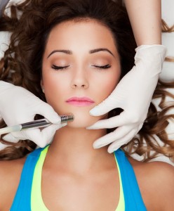Skin rejuvenation concept,  laser face treatment